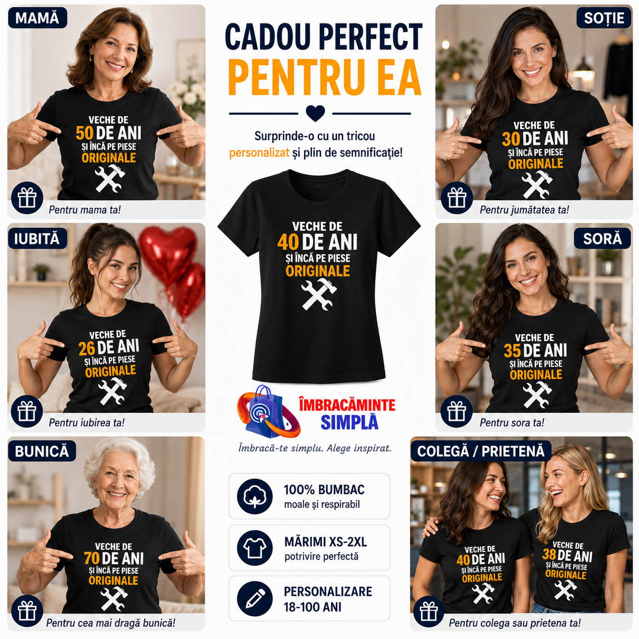 Beneficii tricou aniversar dama personalizat cu varsta cadou pentru femei